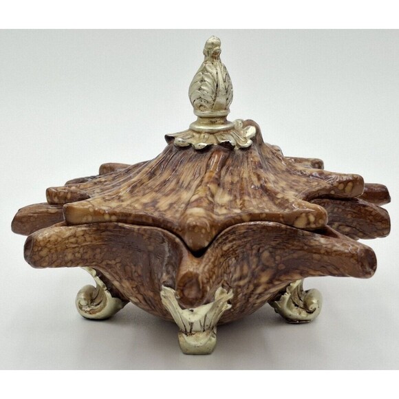 Shell Decorative Beach Decor Conch Trinket Box with Lid  Jewelry Key Dish Resin - Picture 14 of 16